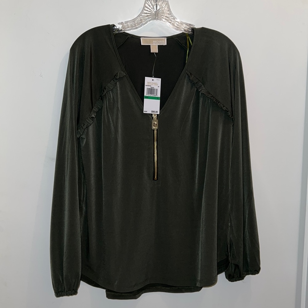 MICHAEL MICHAEL KORS IVY GREEN BLOUSE Sz Large